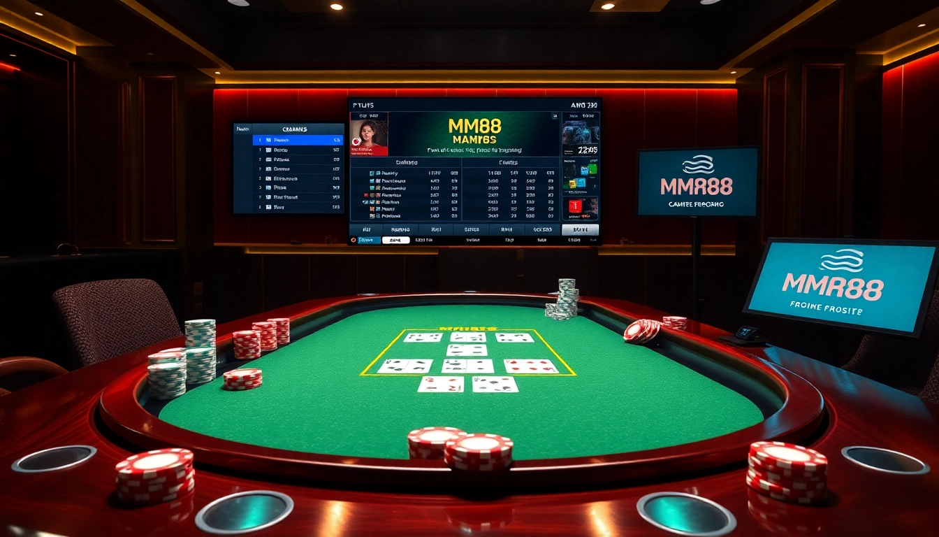 Players engaging in a thrilling poker game at MM88.nl online casino interface with colorful chips.