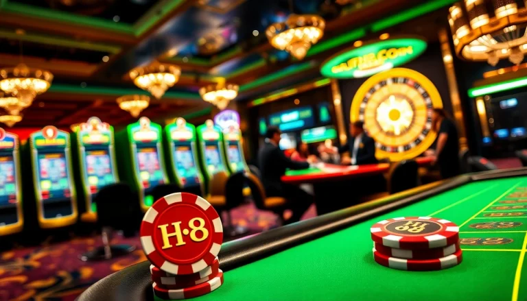 Experience the thrill of Hi 88 at a luxurious casino with vibrant gaming tables and exciting slot machines.