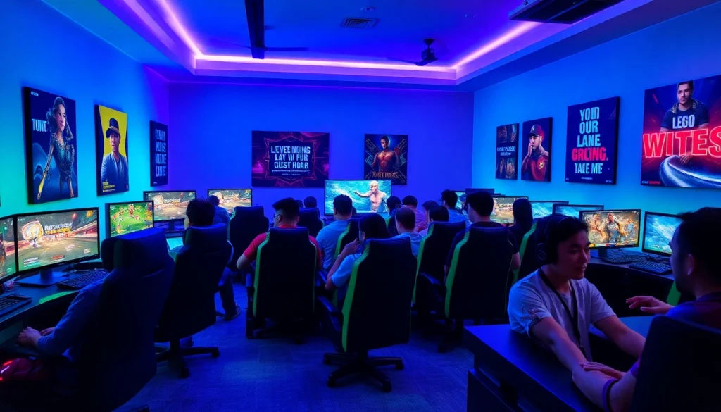 Exciting gaming setup showcasing bolagacor's online gambling atmosphere with vibrant colors and enthusiastic players.