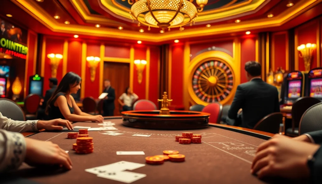 Experience excitement with ink vao 12bet showcasing luxury gambling tables and dynamic betting environments.