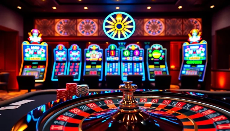 Experience thrilling gaming action at Casino TG88 with vibrant poker chips and exciting slot machines.