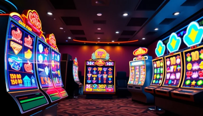 A dynamic online casino interface showcasing doaslot slot games with colorful graphics and vibrant lighting.