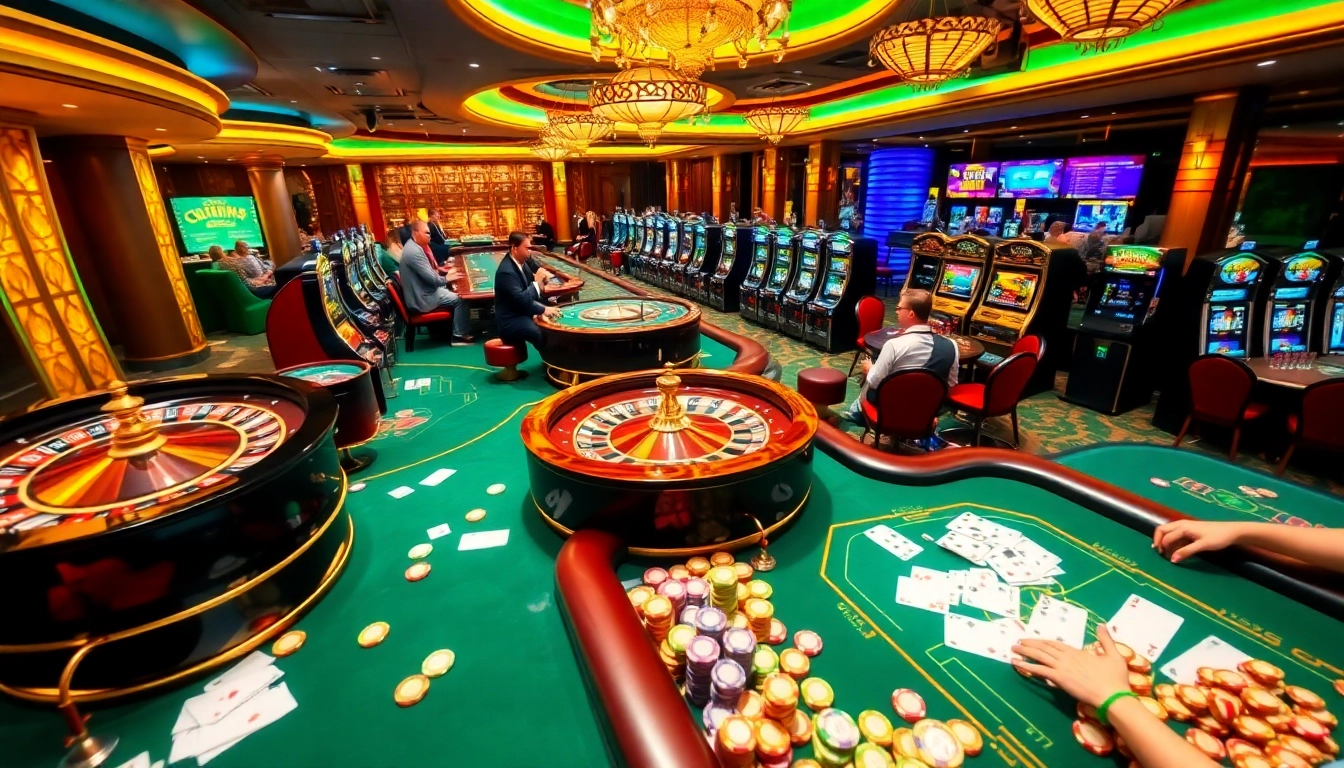 Engaging players at poker tables and slots at https://669bett.com.br/, showcasing excitement in a casino.