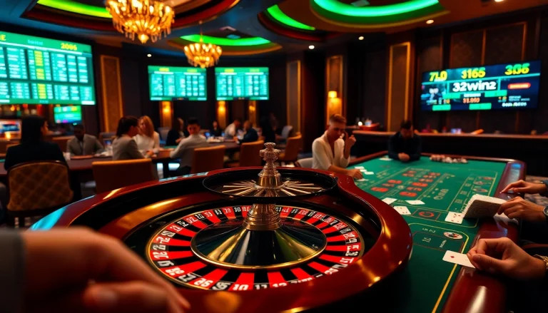 Experience high-stakes excitement at the 32win2 casino, where players engage with lively games and luxury ambiance.