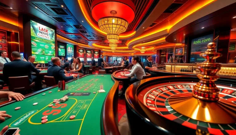 Exciting gaming scene at lc88.com showcasing vibrant casino tables and engaging players.