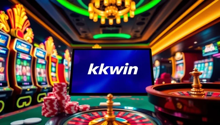 Engaging scene demonstrating Đăng nhập kkwin with casino elements like slot machines and poker chips.