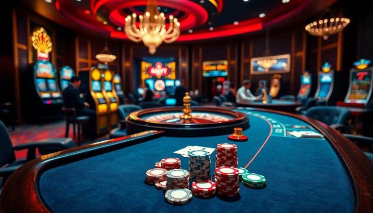 Rasakan sensasi Birutoto di meja kasino yang penuh warna dengan chip poker dan kartu.