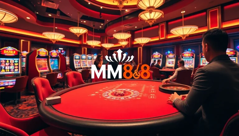 Players enjoy dynamic gaming experiences at MM88 casino, with vibrant tables and exciting slot machines.