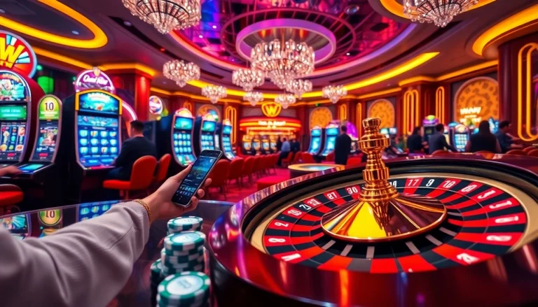 Engaging with Nhà cái Thabet in a luxurious online casino atmosphere filled with betting excitement.