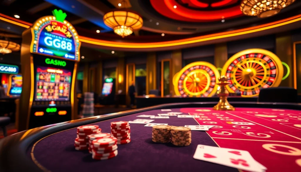 Players enjoying exciting games at GG88's online casino platform, featuring vibrant tables and immersive graphics.