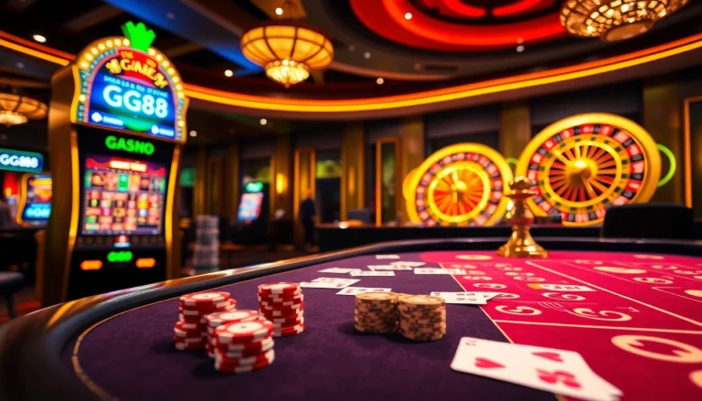 Players enjoying exciting games at GG88's online casino platform, featuring vibrant tables and immersive graphics.