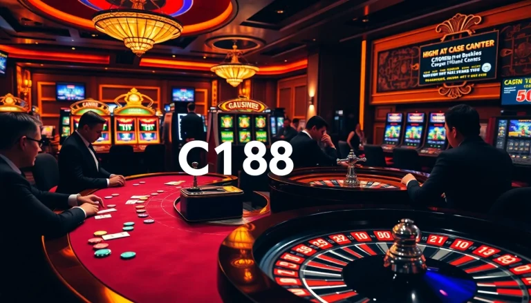C168 poker table with colorful chips and exciting gameplay in a luxury casino setting.