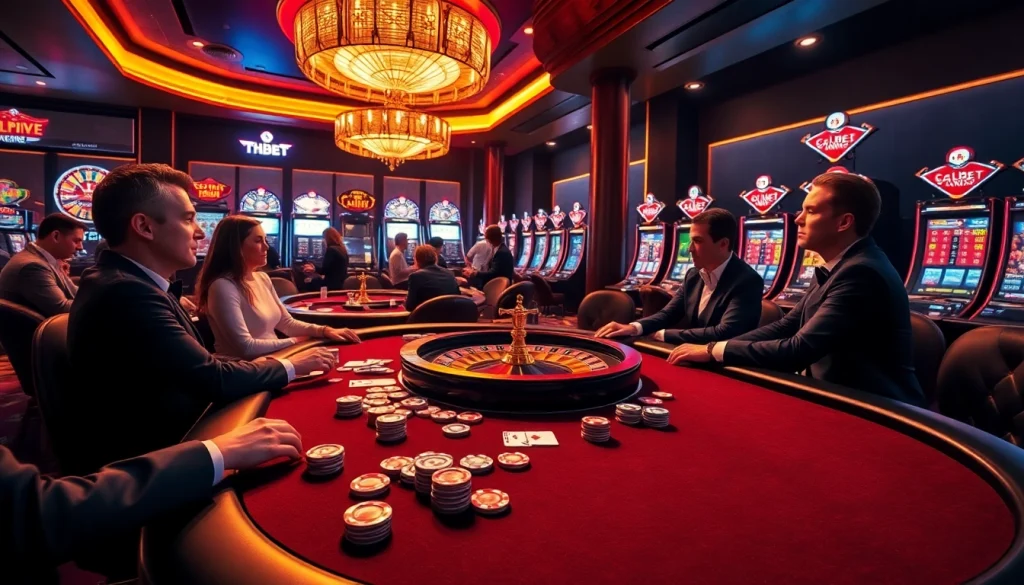 The luxury atmosphere of Clube VIP HHBET features a stylish poker table and elite players enjoying high-stakes games.