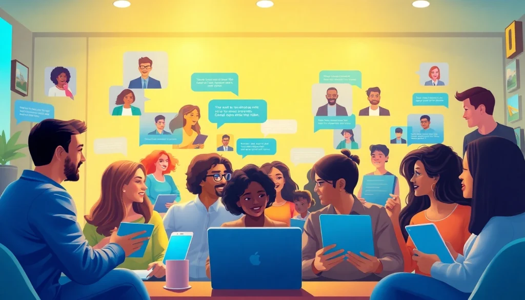 مشهد غرفة دردشة افتراضية جذاب يعرض شات دردشتي مع مستخدمين متنوعين يتفاعلون من خلال مكالمات فيديو ومحادثات نصية.