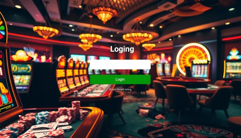 Experience a thrilling Onicplay login moment with vibrant casino visuals and luxurious gambling elements.