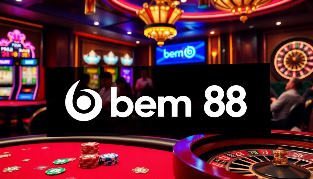 Players enjoying a luxurious bem88 casino experience at poker and slot machines.