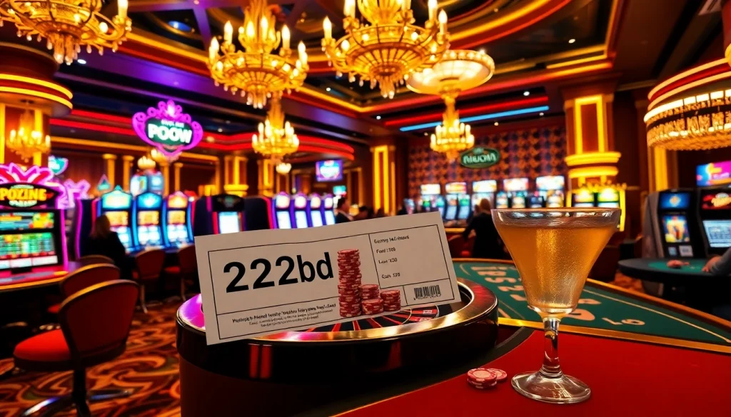 Experience the thrill of 222bd as players engage at luxurious casino tables with vibrant games.