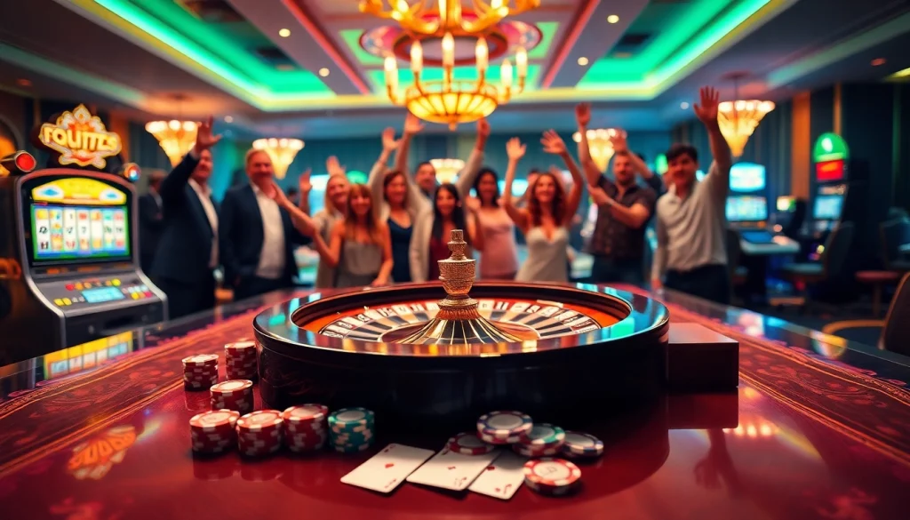 Engaged players celebrate at situs apiraja88's vibrant casino tables, capturing excitement.