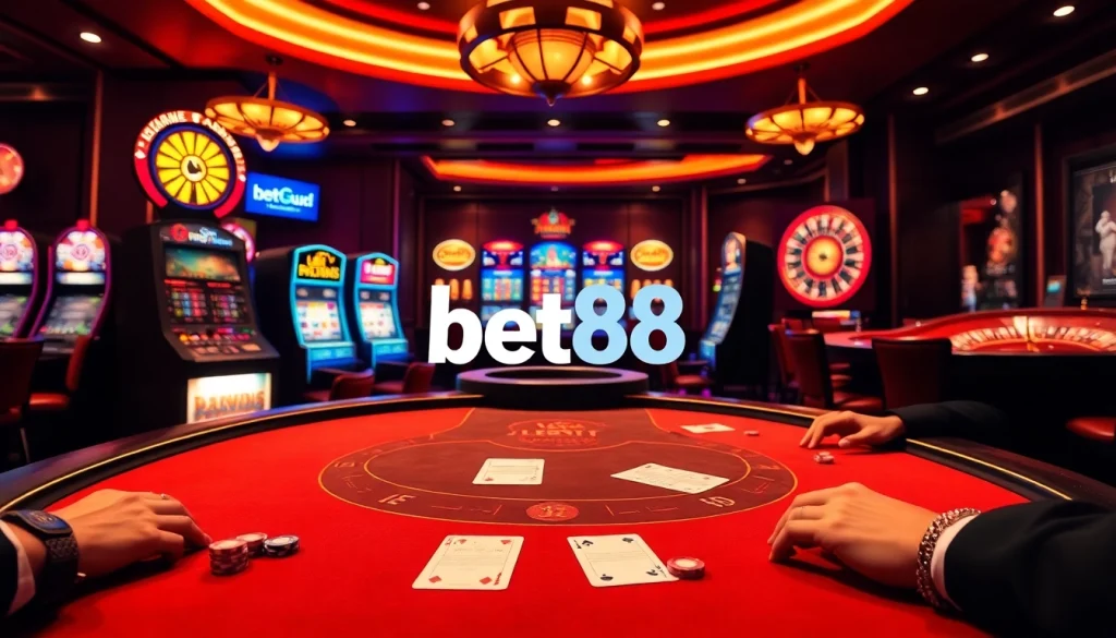 Experience the excitement at tại bet88 with engaging casino games, vibrant slot machines, and a thrilling poker table.