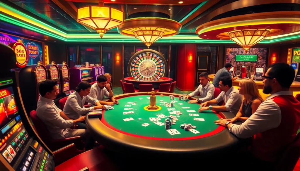 Experience thrilling gaming action at BK8 casino with vibrant slot machines and poker games.