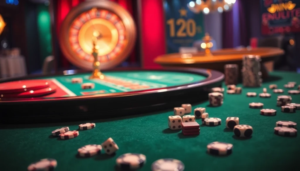 Experience the thrill of gaming at THABET with an elegant casino table and vibrant ambiance.