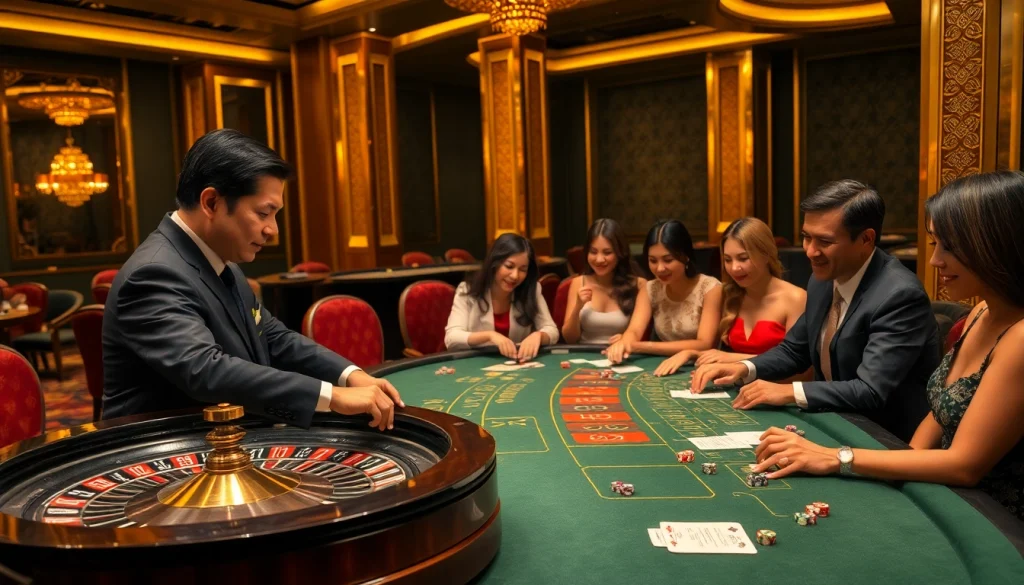 Keluaran china displayed at an upscale casino with roulette and poker action, showcasing high-stakes gameplay.