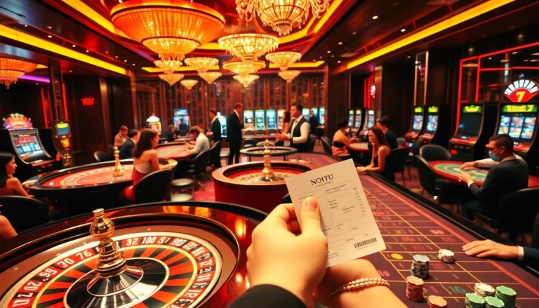 Nohu players celebrating their big win at a glamorous casino table