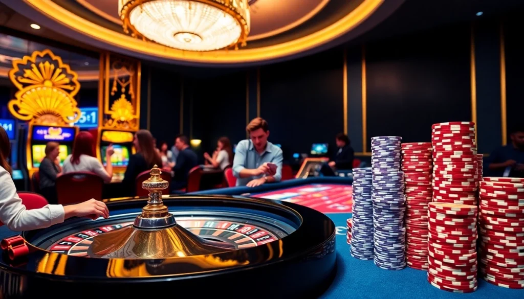 Experience thrilling gameplay at hitclub.miami with vibrant casino tables and excited players.