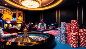 Experience thrilling gameplay at hitclub.miami with vibrant casino tables and excited players.