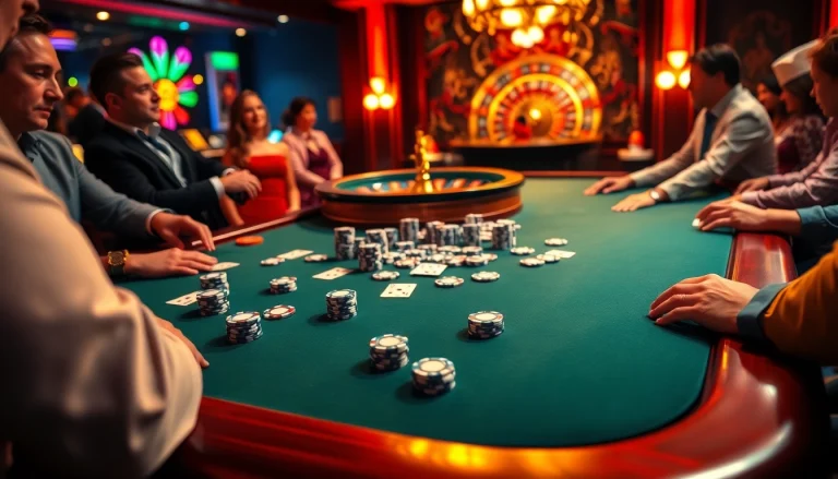 Experience the thrill of gambling at 33WIN with vibrant poker chips and cards on a luxury table.