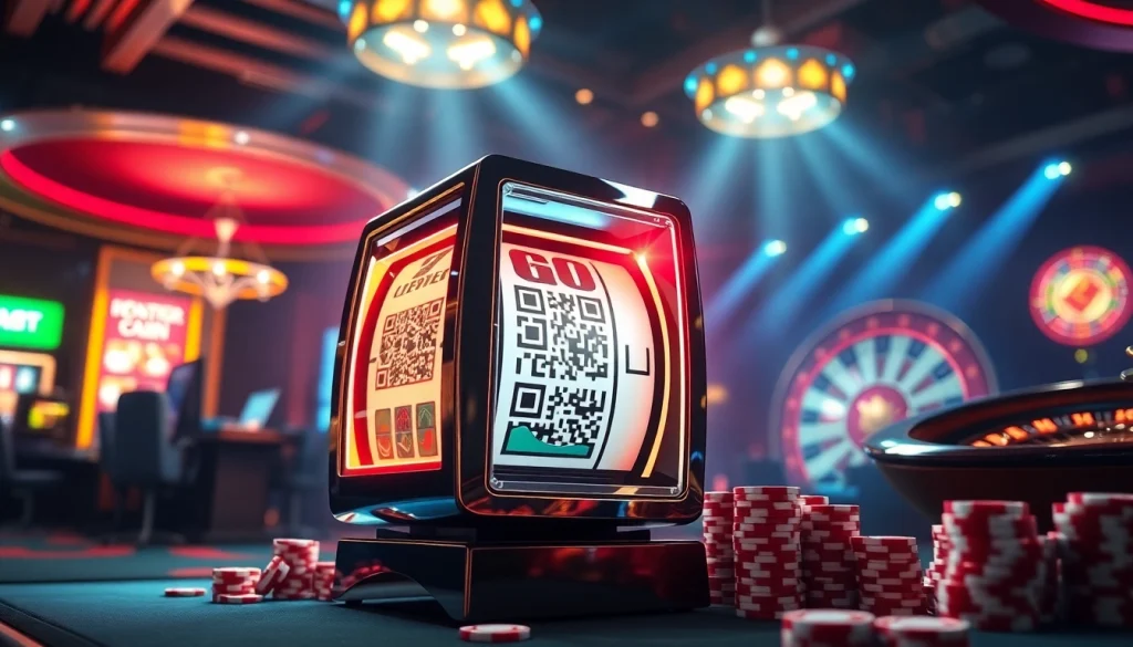 Experience the thrill of slot qris with a modern slot machine and vibrant casino atmosphere.