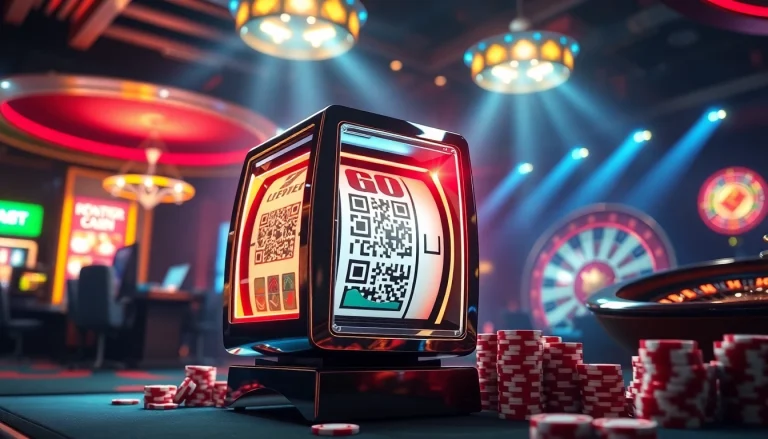 Experience the thrill of slot qris with a modern slot machine and vibrant casino atmosphere.