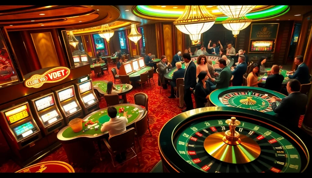 Experience the luxury of Clube VIP HHBET through this vibrant casino scene filled with excitement and winning opportunities.