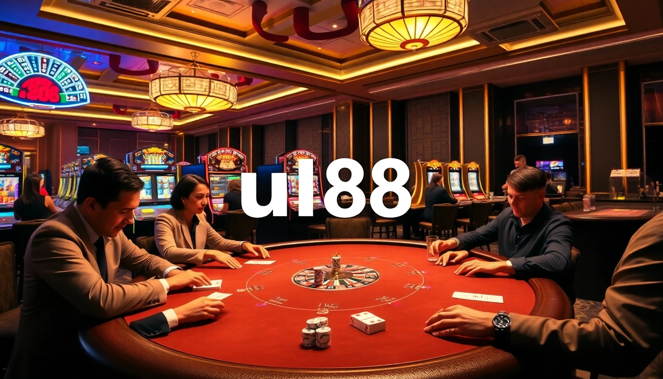 High-stakes poker at uu88 casino, showcasing vibrant games and luxury ambiance.