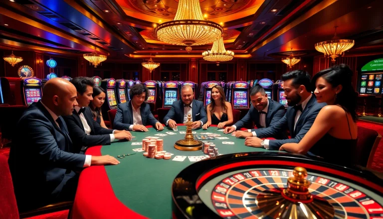 Experience high-stakes action at MM88 with players engaging in poker at a luxury casino table.