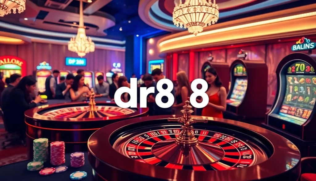 Experience the thrill of betting at dr88 with vibrant slot machines and colorful poker chips.