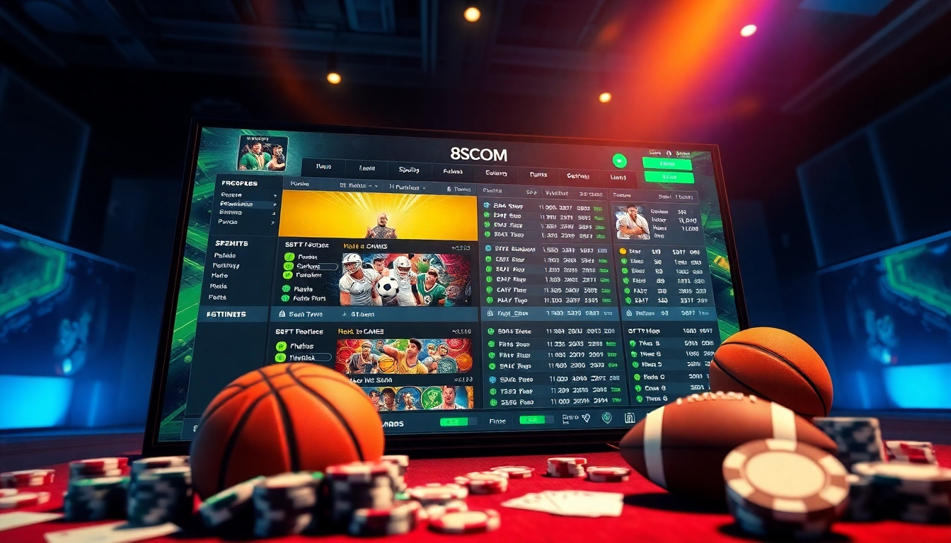 Vibrant gaming interface showcasing 8scom sports betting with colorful betting options.