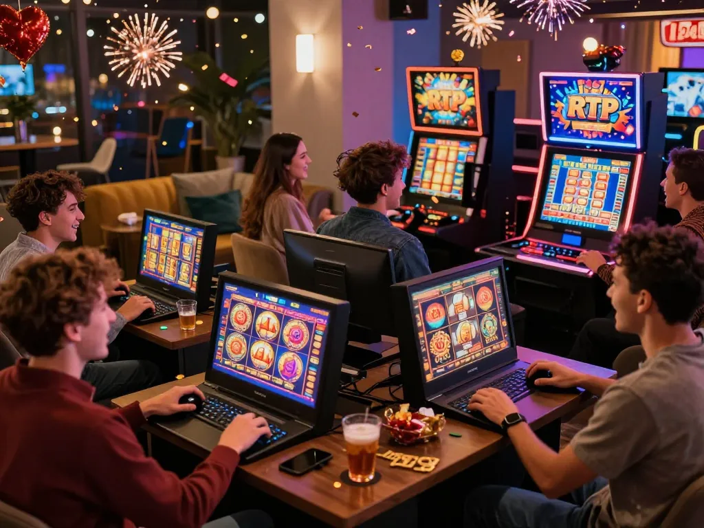 Group enjoying the vibrant rusuntogel online gaming experience during New Year celebrations.