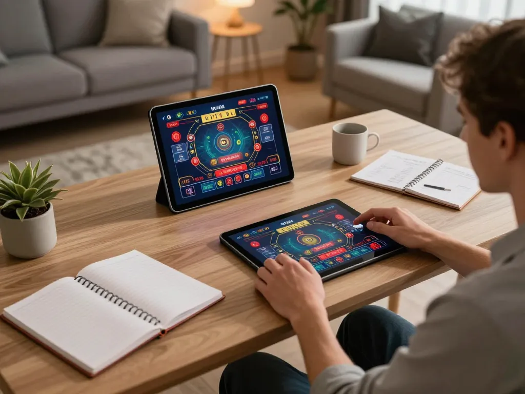 Engaging gameplay moment at iwin 68, where a player strategizes using a tablet for online gaming.