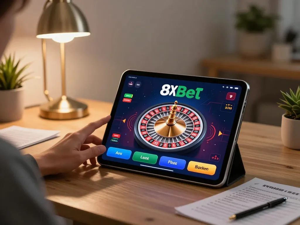 Experience the thrill of 8xbet live casino gaming on a tablet at home.