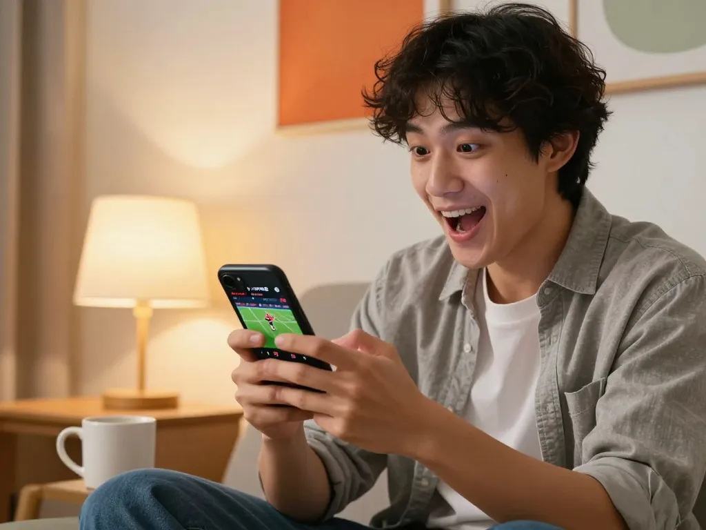 Person placing a bet on ytr88 while enjoying a sports game from home.