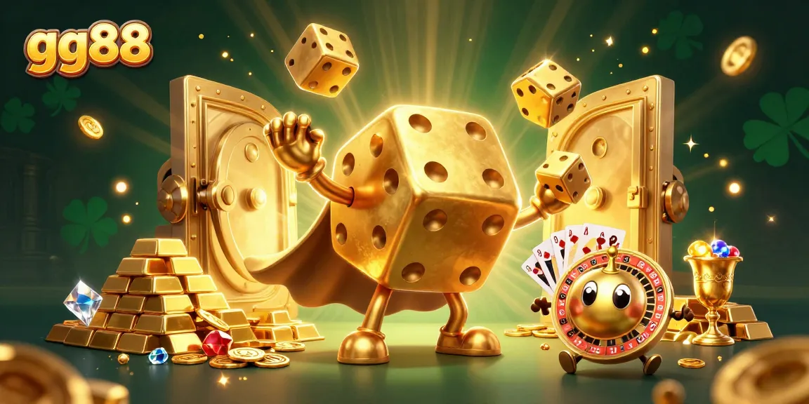 Experience the excitement at gg88 with a dynamic 3D casino scene featured in the illustration.