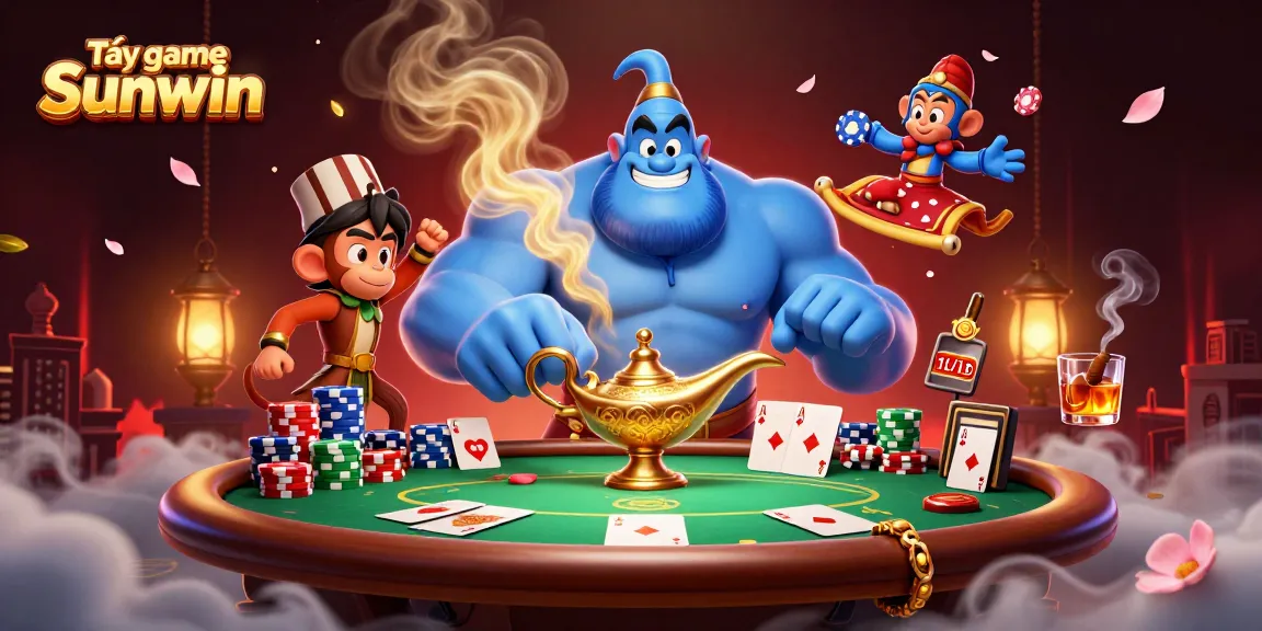 Experience Tải game Sunwin with our dynamic illustration featuring exciting casino elements.