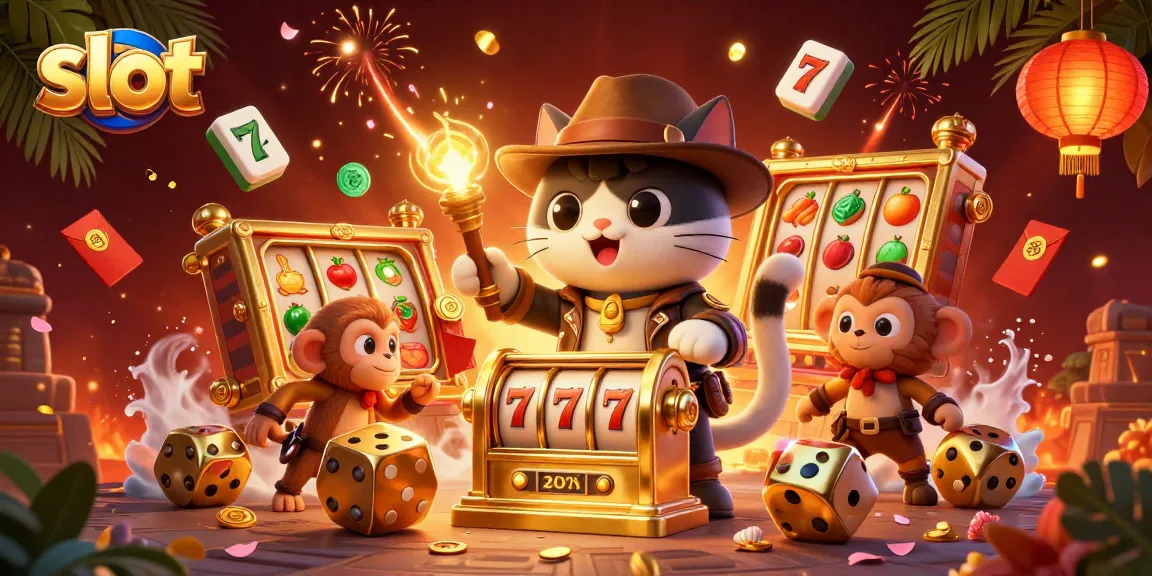 Spin the jackpot slot with an explorer cat and monkey in an enchanting temple scene.