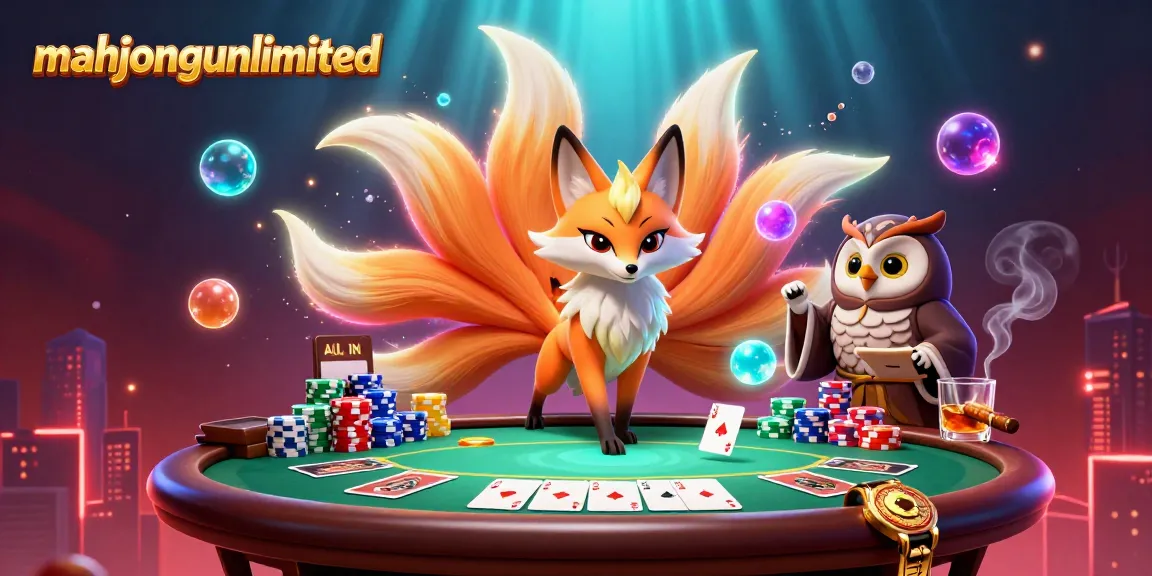 Engage with mahjongunlimited in this rich 3D illustration showcasing vibrant casino elements and characters.