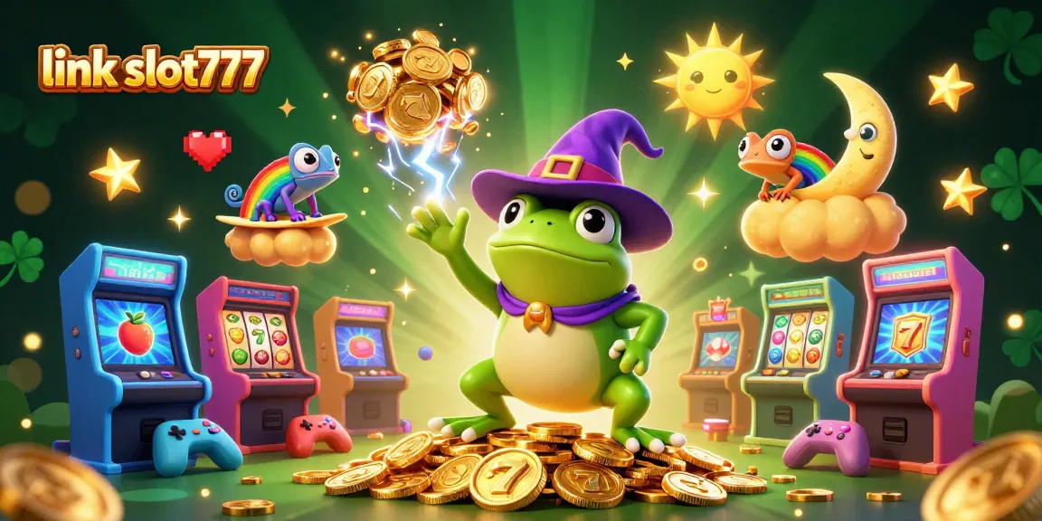 Experience the thrill of link slot777 with vibrant symbols and golden coins in an engaging casino illustration.