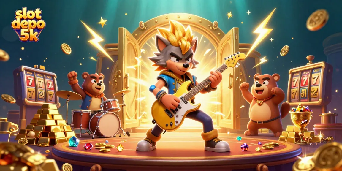 Experience vibrant slot depo 5k gameplay with thrilling characters and sparkling treasures in this captivating scene.