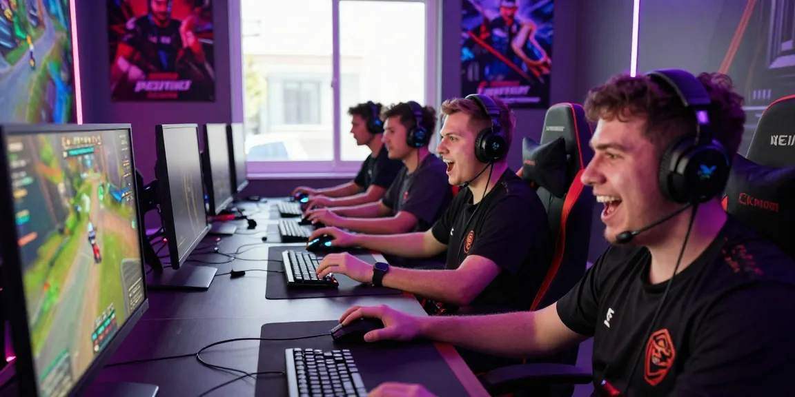 A vibrant gaming session at Mahajitu, showcasing enthusiastic players in action with colorful setups and immersive atmosphere.