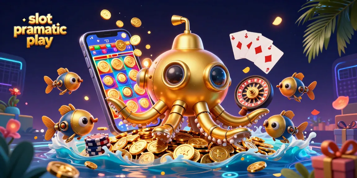 Experience excitement with slot pragmatic play as golden coins erupt from a 3D smartphone showcasing colorful spinning reels.