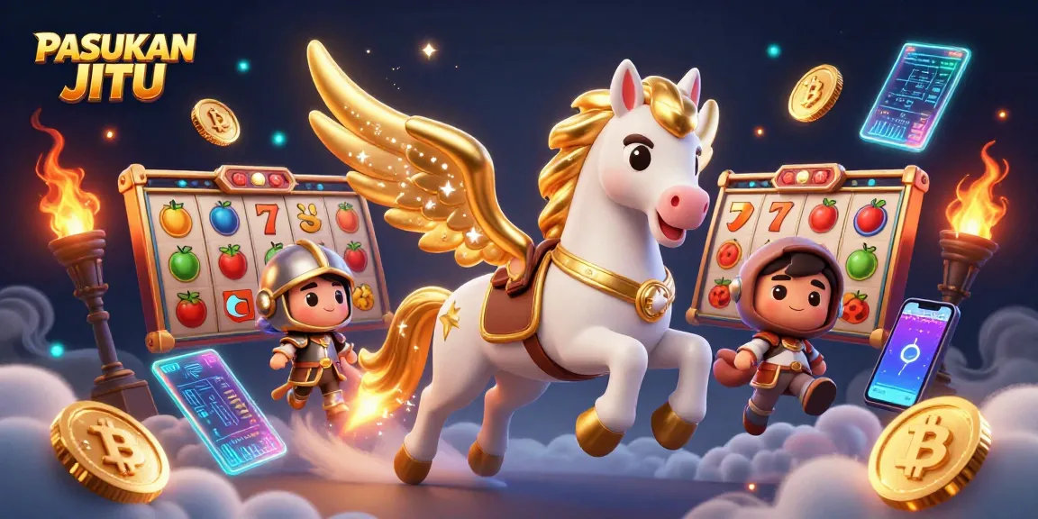 Experience winning with PASUKAN JITU, vibrant 3D gambling scene flourishing with slot games.